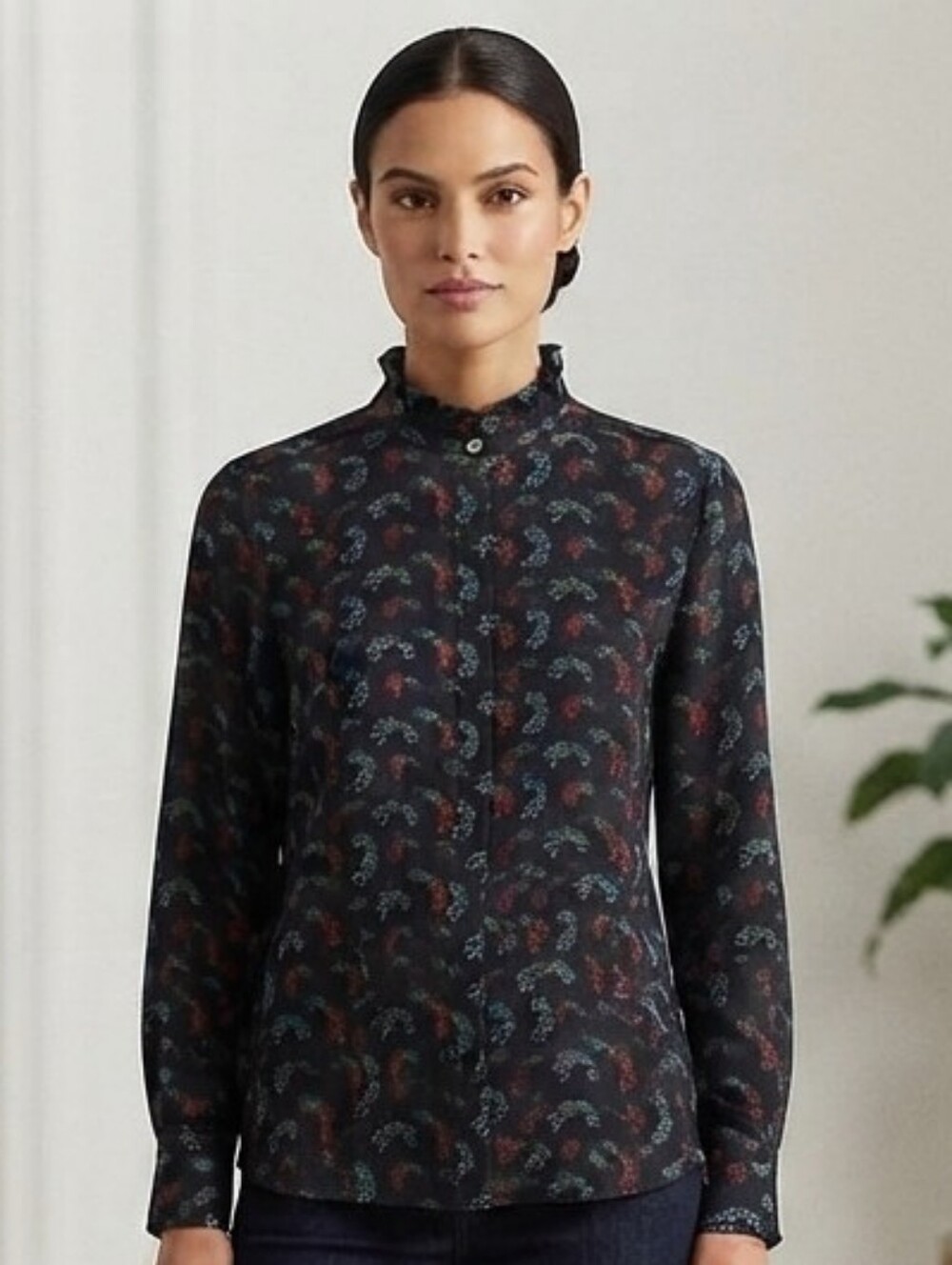 Loft Women's Long Sleeve Button Down Shirt w/Ruffles Size XS